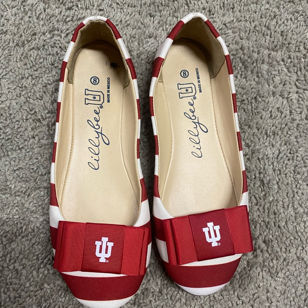 Lillyful IU Hoosiers red and white flats size 8
